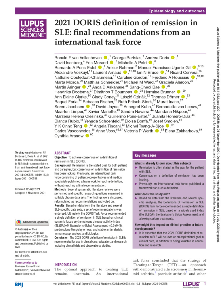 Lupus Science & Medicine Image of the cover of Lupus Science & Medicine publication